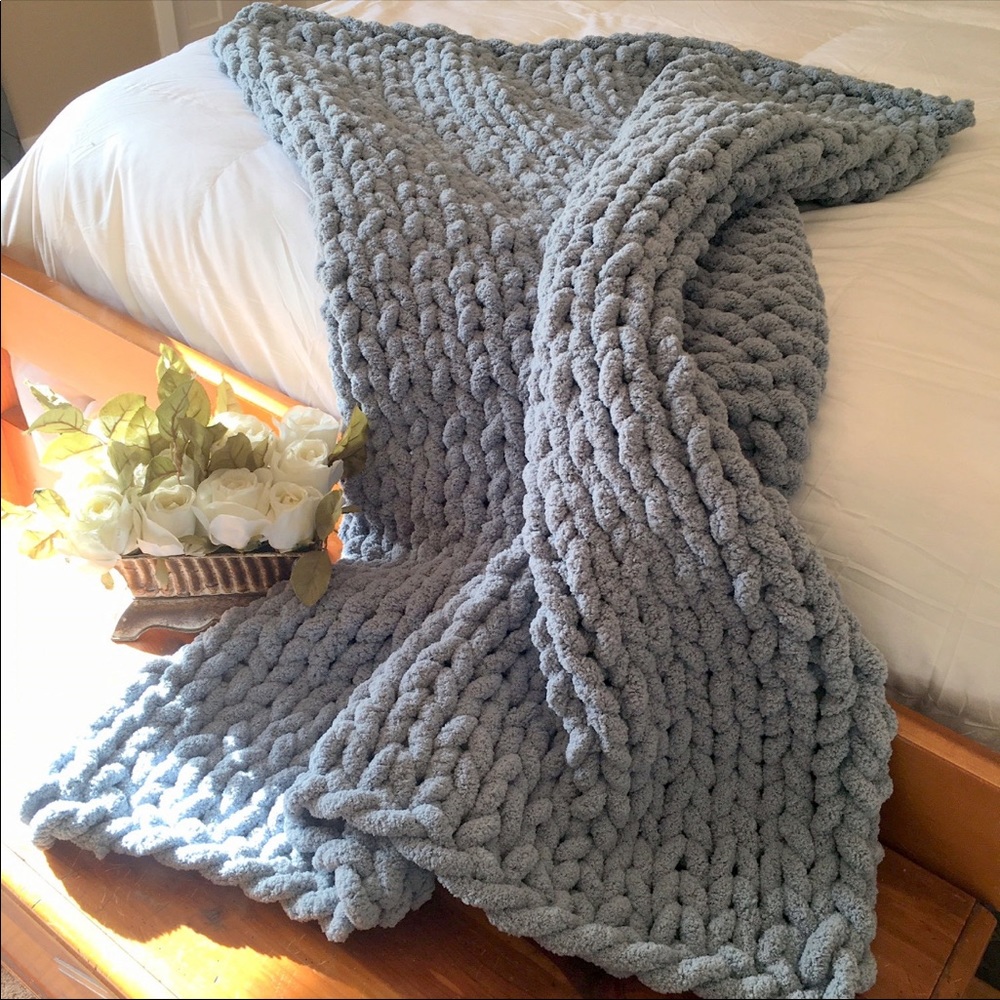 💙✨Country Blue Chunky Knit Blanket ✨NEW